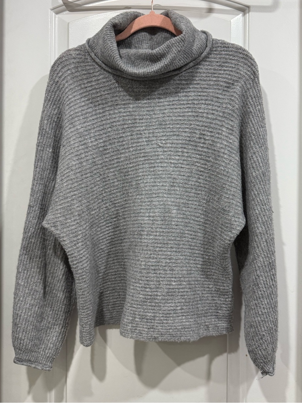 Light Grey Ribbed Turtleneck Sweater